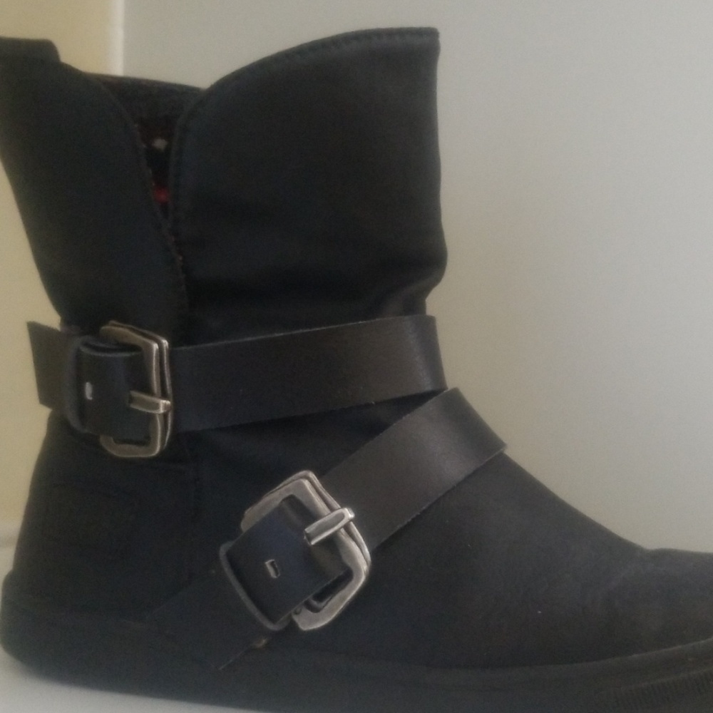 Black and red boots